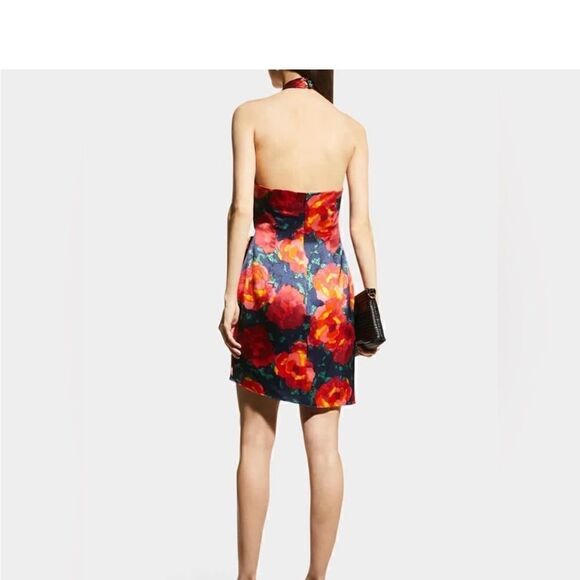 Cinq à Sept Trini Satin Floral Halter Neck Mini Wrap Dress, Size 10 NWT & 495.00 - Picture 4 of 14